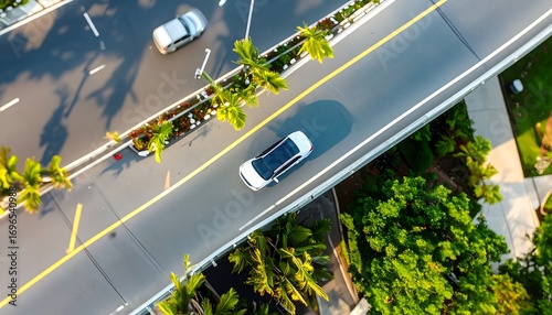 Elevated road with cars and greenery