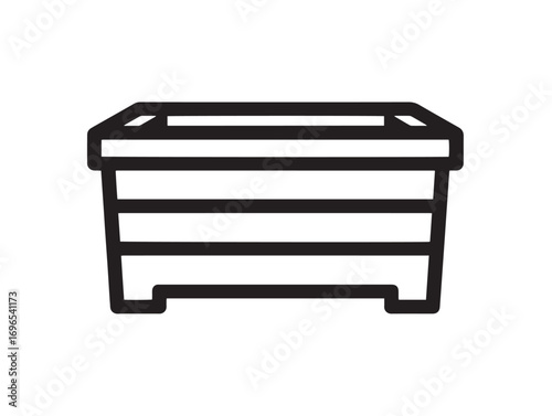 Clean Elegant Seeder Box Icon in Professional Farming Vector Line Artwork