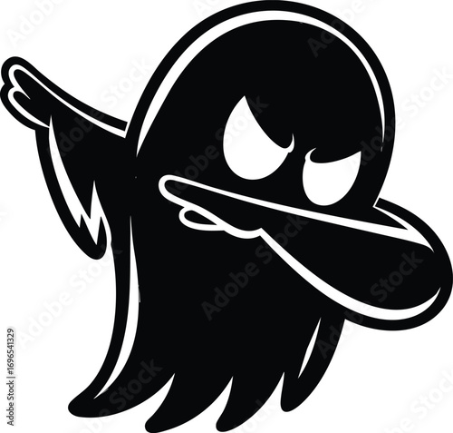 Cute Halloween dabbing Ghost cartoon character silhouette vector illustration isolated on a white background