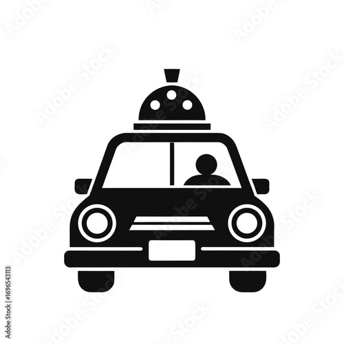 Taxi Car Front View Silhouette Vector
