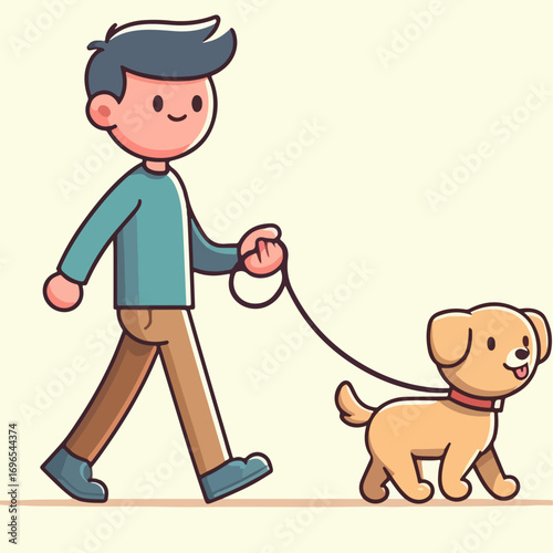 Illustration of a man carrying a pet dog