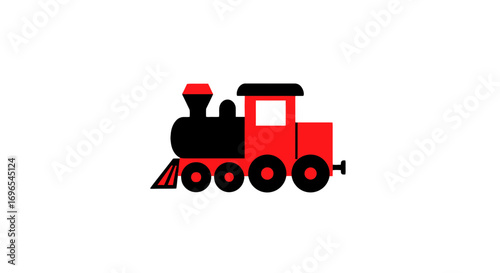 Red engine train transportation locomotive railway vehicle railroad steam power travel transport design art on transparent background