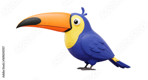 Cartoon toucan illustration tropical bird design avian species vibrant colors exotic fauna wildlife art on transparent background