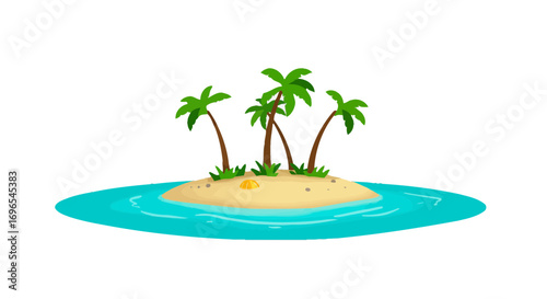 Tropical island paradise vacation getaway with palm trees sand and turquoise ocean water scenic view on transparent background