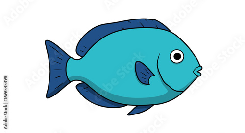 Cartoon sea creature aquatic ocean life illustration marine animal reef tropical blue fish swimming on transparent background