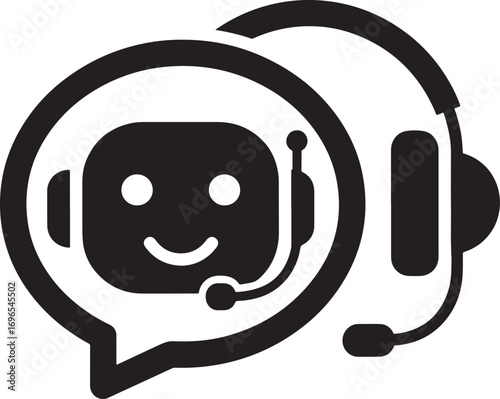 Chatbot Icon Design with Headset for Customer Support and Artificial Intelligence Solutions