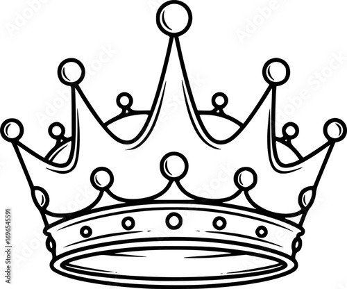 crown icon line art vector illustration