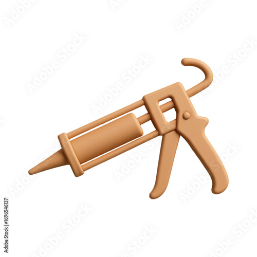3d render of a caulk gun tool isolated on transparent background