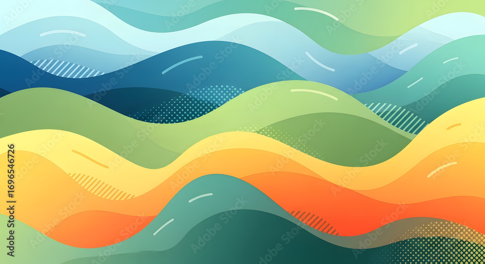 Fototapeta premium Abstract Wavy Background Colorful Gradient Hills Design