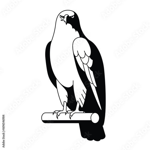 Abstract image of an eagle standing on a large branch