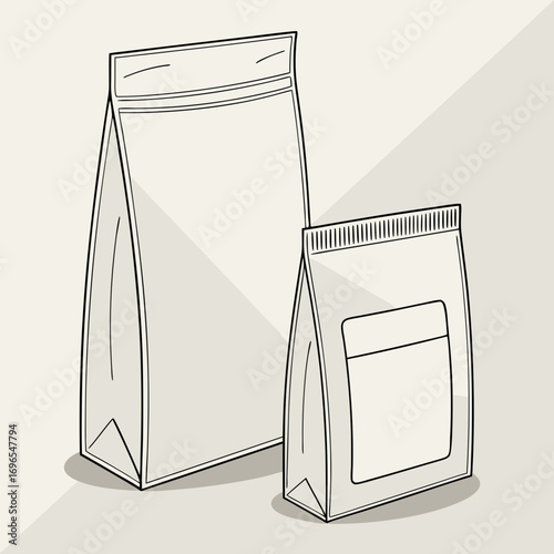 Vector art of coffee bag packaging outline vector illustration isolated on white