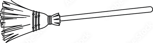 Simple outline drawing of a broom with bristles and a long handle