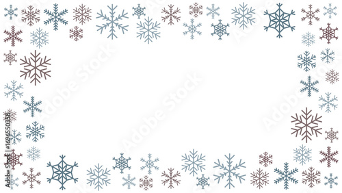 冬をイメージしたフレームのイメージ 背景素材 16:9サイズ ベクター  ブルーグレー