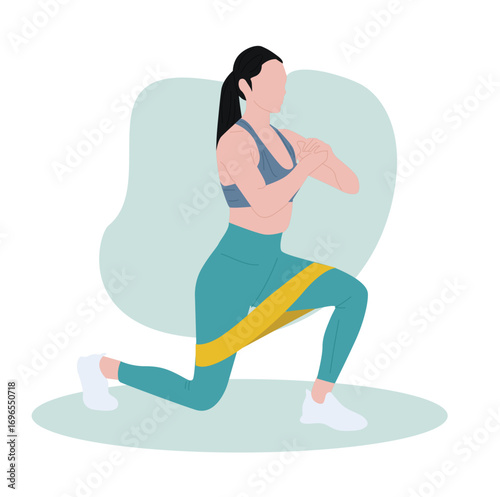 woman using rope resistance band. Woman doing exercise with fitness elastic band
