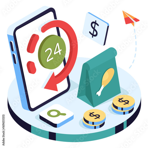 Creative design illustration of round the clock