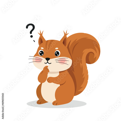 A cartoon squirrel with a question mark above its head