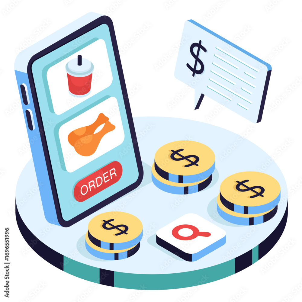 Fototapeta premium Editable design illustration of order fast food