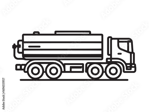 Clean Farming Slurry Tanker Machine Icon with Modern Minimal Vector Line Design