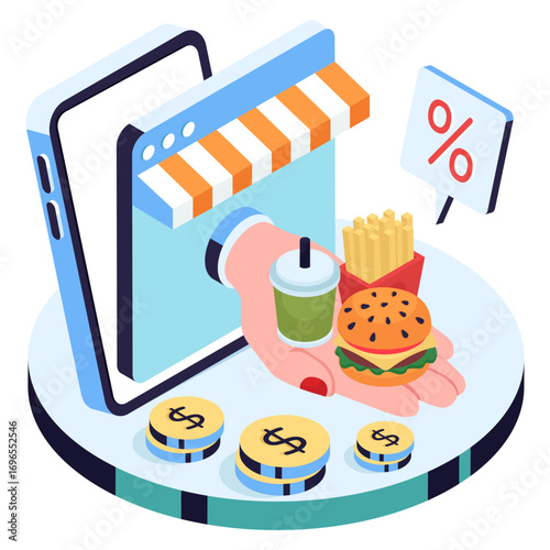Perfect design illustration of online food shop