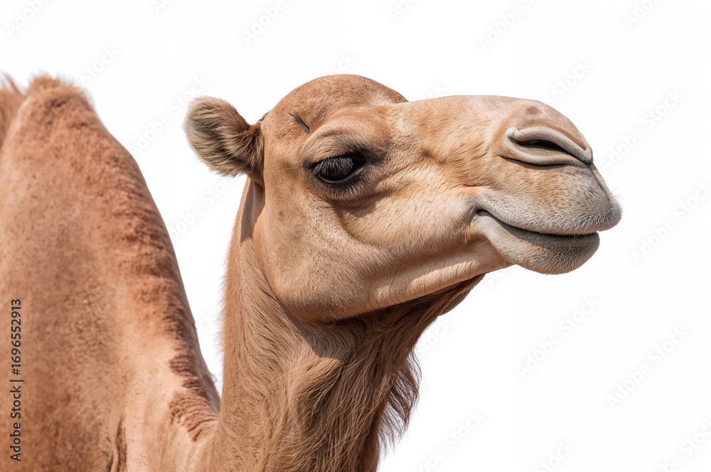 Obraz premium Lonely Camel Standing Against a White Backdrop