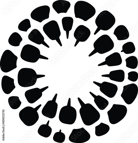 Abstract circular pattern of organic shapes radiating outwards