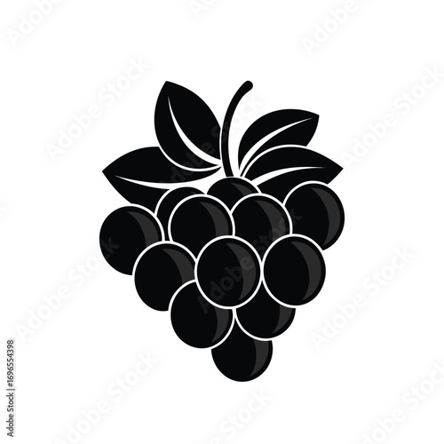 Grapes Icon in Black Silhouette