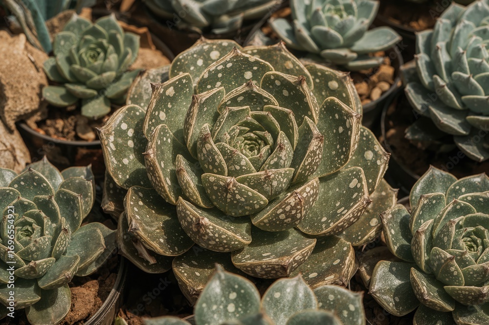 Obraz premium Succulent Lithops aucampia from Southern Africa in a specialized botanical collection