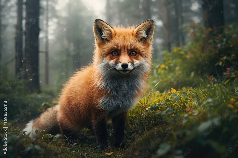 Fototapeta premium Crimson Fox from East Asia