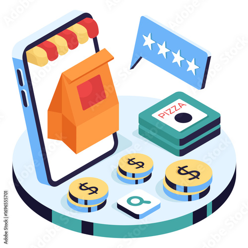 Isometric design illustration of customer feedback
