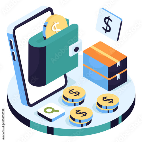 Perfect design illustration of mobile wallet