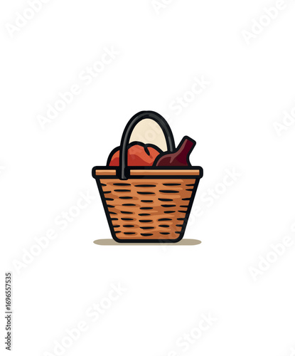 Picnic basket with food