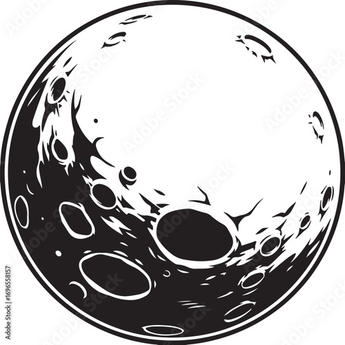 Cratered Moon Black and White Lunar Surface Design