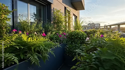 balcony with flowers