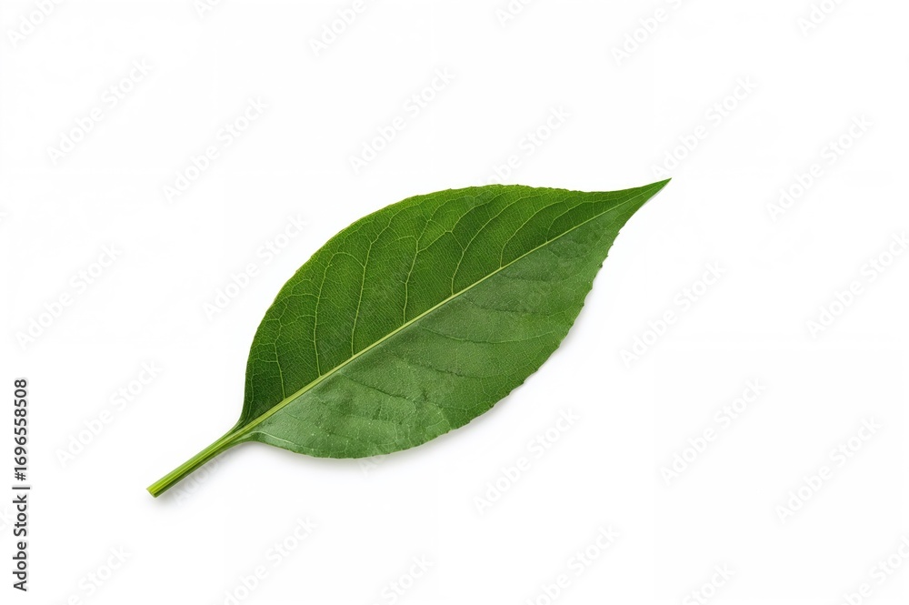 Fototapeta premium Green tea leaf isolated on a white backdrop