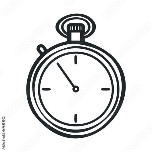 Classic stopwatch design for timing and measurement purposes. Vector line illustration