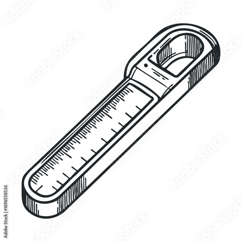 Measuring tool for precise dimensions and lengths in design. Vector hand drawn illustration