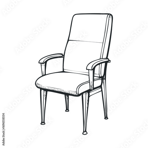 Modern chair design for office and home decor use. Vector hand drawn illustration