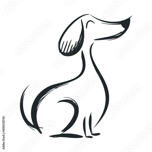Playful dog sketch for joy and companionship design projects. Vector hand drawn illustration