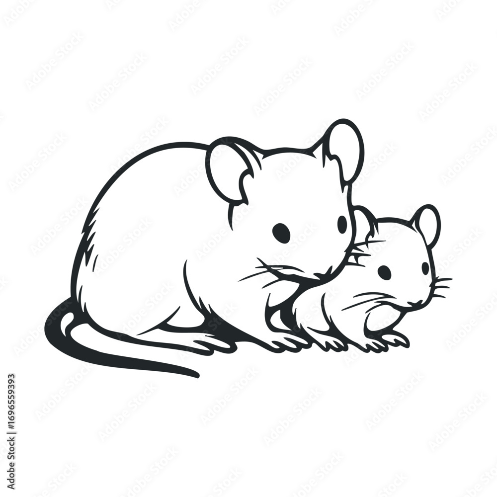 Fototapeta premium Cute mice family showcasing love and togetherness in nature. Vector hand drawn illustration