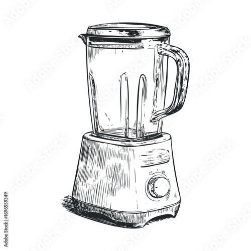 Blender concept for healthy cooking and smoothie preparation. Vector hand drawn illustration