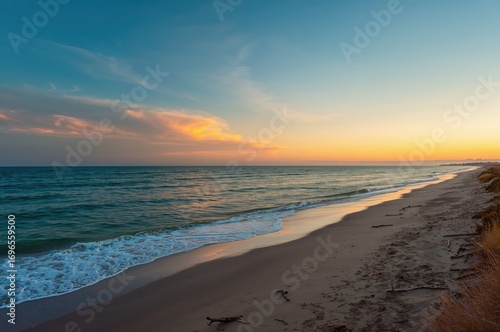 Wallpaper Mural Stunning ocean view under a vibrant blue and orange sunset sky Torontodigital.ca