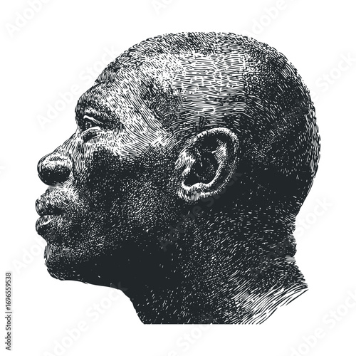 African mans portrait reflecting cultural heritage and strength. Vector hand drawn illustration