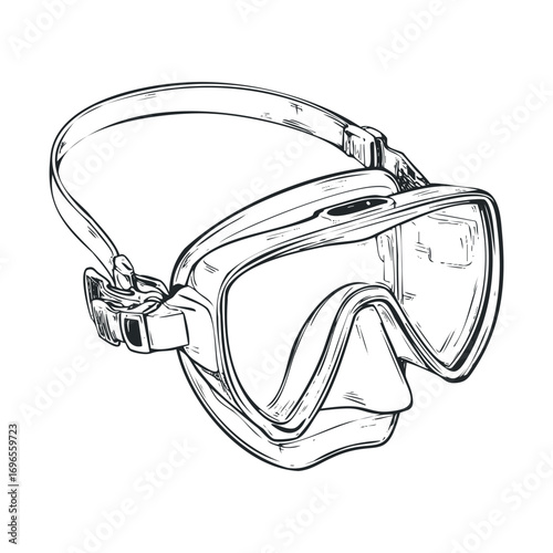 Dive into adventure with a snorkeling mask for underwater exploration. Vector hand drawn illustration