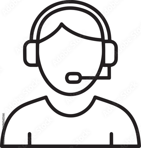 Customer service representative icon symbol for online support and assistance with headset and microphone