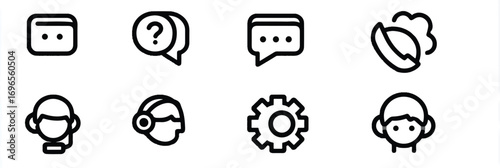 Set of Customer Service Icons Depicting Support and Communication Channels representing the Customer Support Strategy