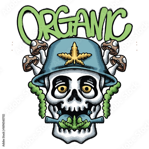Skull Organic Weed for streetwear illustration