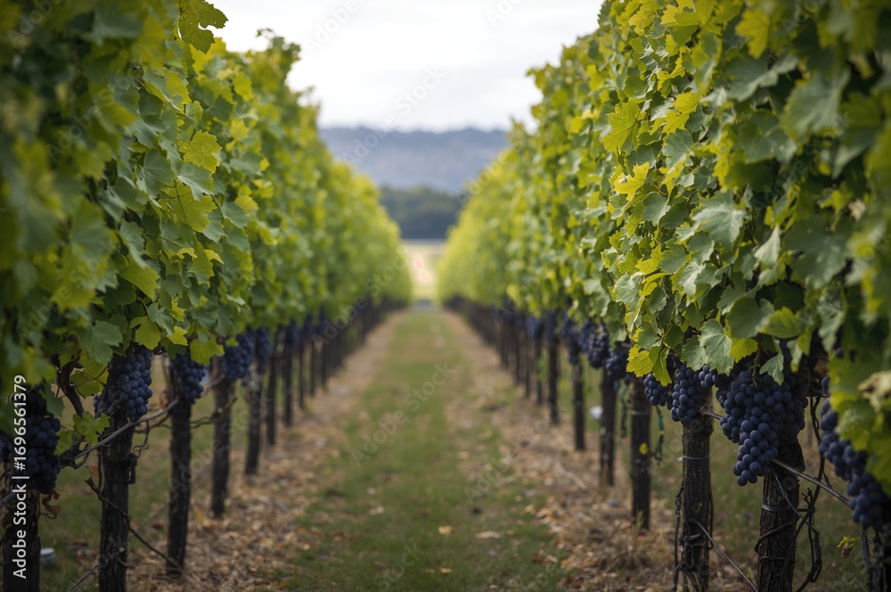 Obraz premium Vineyard landscape featuring grapes in a seasonal natural setting