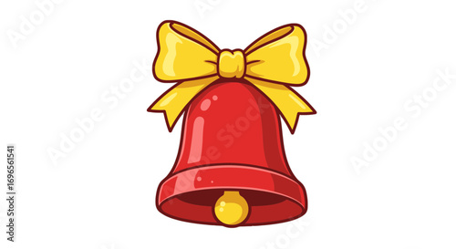Festive holiday jingle bell with ribbon christmas decoration season celebration merry xmas cheer joy gift on transparent background