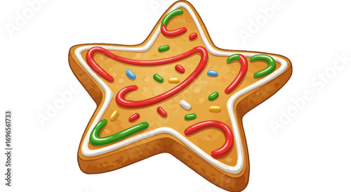 Star shaped cookie holiday treat gingerbread cookie with icing and sprinkles christmas baking delicious dessert on transparent background
