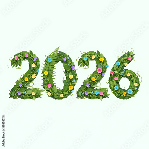 Happy new year 2026, a winter celebration with a symbol of the year of the snake, a decoration with flower and heart vector illustration
